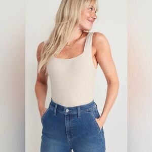 Old Navy Cream Square Neck Bodysuit